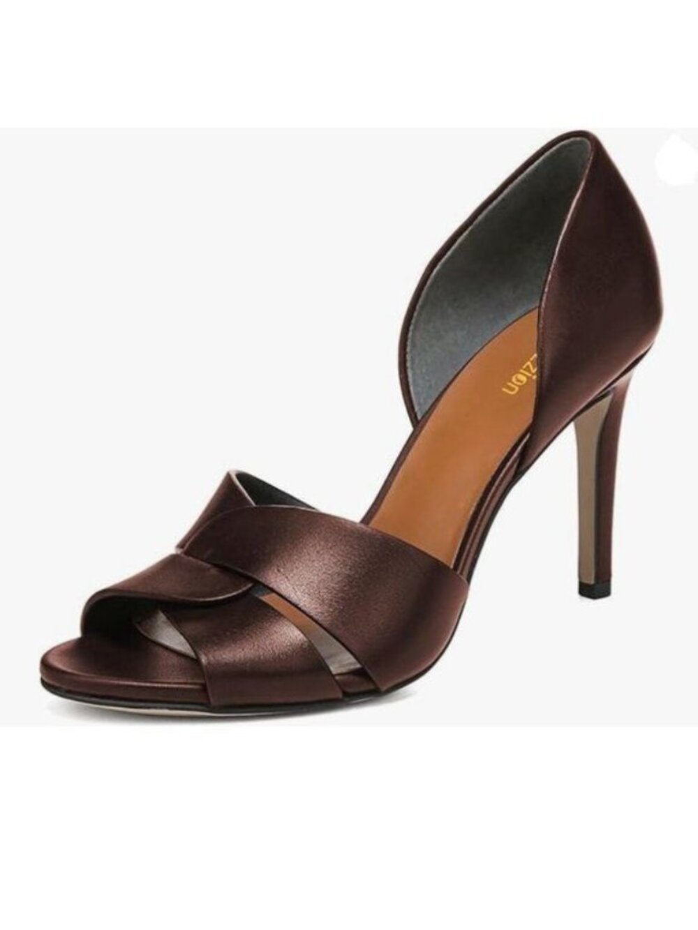 Pazzion Women Open Almond Toe High Heeled Pumps Slip On Stiletto Brown